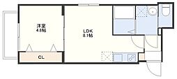(仮称)平野町FマンションB 1LDKの間取図画像