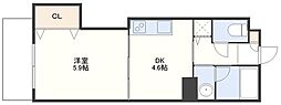 シャミール 1DKの間取図画像
