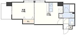 カンフリエ山王 1LDKの間取図画像