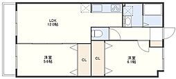 シーアンドスター赤迫 2LDKの間取図画像