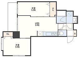 ルアーナ赤迫 2LDKの間取図画像