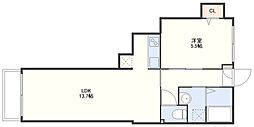 シーアンドスター赤迫 1LDKの間取図画像
