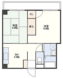 ブレインMビル 2DKの間取図画像