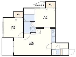 Forbis平野町 2LDKの間取図画像
