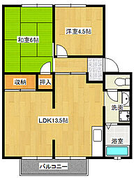 アーバンＨＡＴＡ 3階2LDKの間取り