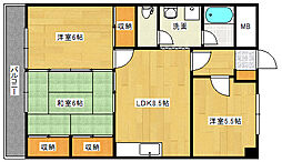 ロイヤルビュー 4階3LDKの間取り