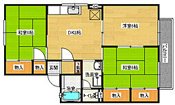セジュール府中B棟 2階2LDKの間取り