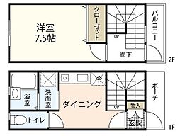 スパシーバ江波南 1階1DKの間取り