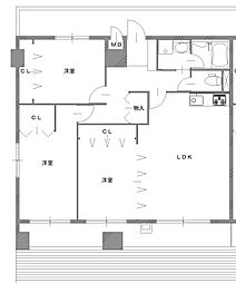 ラフォーレ十日市 8階3LDKの間取り