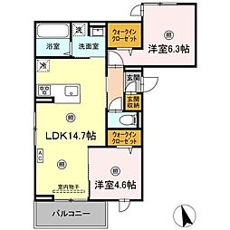 リートネージュ 2LDKの間取図画像