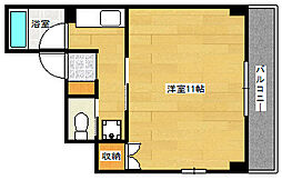クリスタルビル 2階1Kの間取り