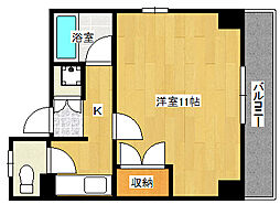 クリスタルビル 5階1Kの間取り