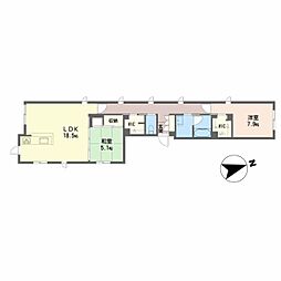 アヴェニール・ラディウ平和大通 1階2LDKの間取り