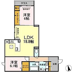 Ｔ−5ＦＬＡＴ 1階2LDKの間取り