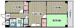 観舟マンション 2階3DKの間取り