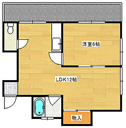 ハイツ須川 1階1LDKの間取り