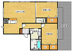 メゾン東原 1階2LDKの間取り