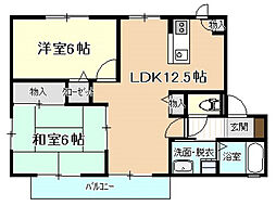 クレールまさもとB 2階2LDKの間取り