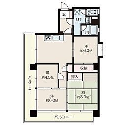 ダイアパレス平和公園中島 3階4LDKの間取り
