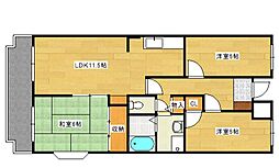 コスモコート 4階3LDKの間取り