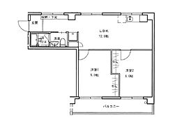 ヒルヴィスタ三滝 5階2LDKの間取り