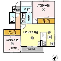 クレール森 101 1階2LDKの間取り
