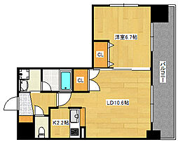 サムティレジデンス平和大通り 6階1LDKの間取り