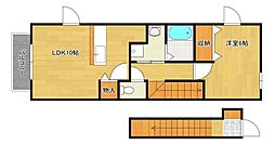 ヒルサイド　Ｂ 2階1LDKの間取り