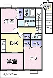 イーストヒルズ 2階3DKの間取り