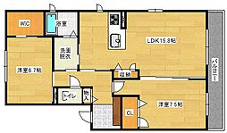 エメラルドパレス 2階2LDKの間取り
