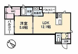 シャーメゾン祇園 2階1LDKの間取り