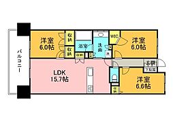 ザ・レジデンス二葉の里 605 6階3LDKの間取り