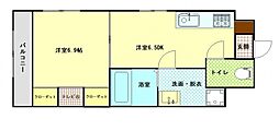 ノーブル平和大通り 1DKの間取図画像