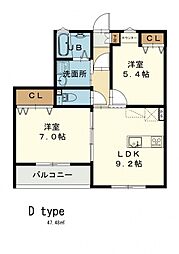 中野APARTMENTS 202 2階2LDKの間取り