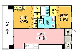 アーバンビュー宇品フェアパークB棟 2LDKの間取図画像