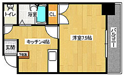アベニュー牛田新町 1Kの間取図画像