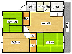 米尾マンション 3DKの間取図画像