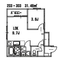 リノリノアパートメントwithA 1LDKの間取図画像