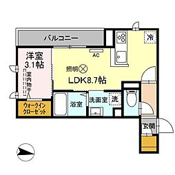 プレミア尾長西A 1LDKの間取図画像