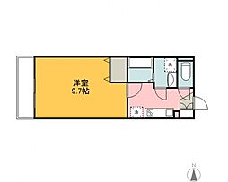 グレースシャトー 1Kの間取図画像