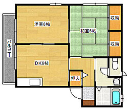 グリーンビレッジ3番館 2DKの間取図画像