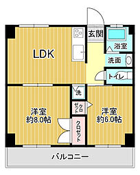 第1好木ビル 2LDKの間取図画像