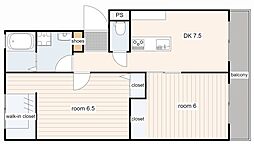 八木コーポ 2DKの間取図画像