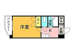 ナカシマビル 1Kの間取図画像