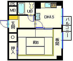 チサンマンション広島 1DKの間取図画像