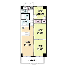 日宝ポニクレール府中 3LDKの間取図画像