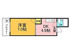 カーサメントJアベニュー 1DKの間取図画像