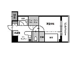 ラポール中島 1DKの間取図画像