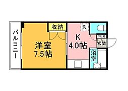 レジデンス・イン・ミユキ 1Kの間取図画像