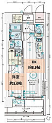 エステムコート広島国泰寺 1DKの間取図画像